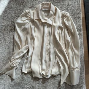 Frame silk pussybow blouse